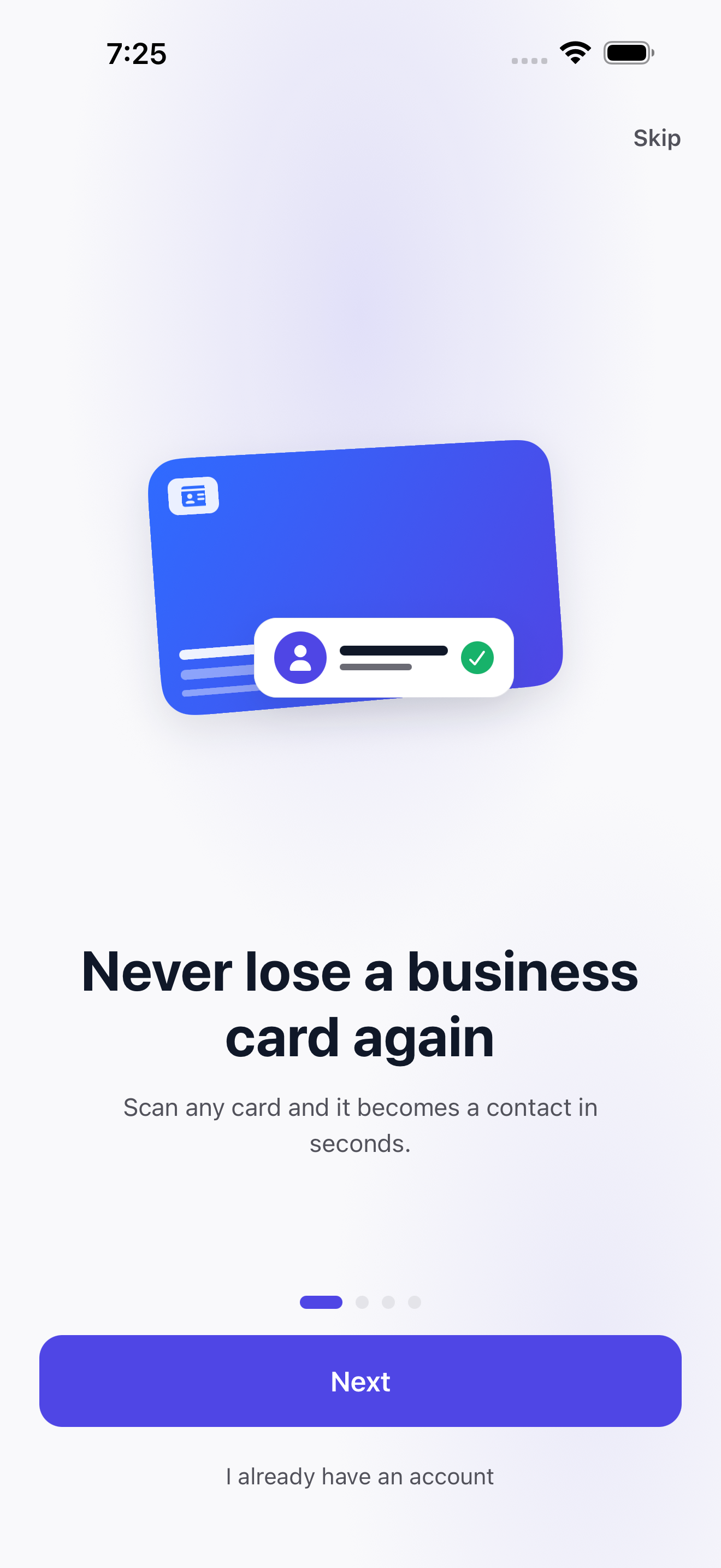 Cardify native onboarding screen